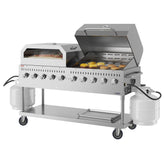 72 in. Commercial Outdoor Propane Gas Grill with 36 in. Roll Dome Cover and 36 in. Pizza Oven in Stainless-Steel, ETL Listed (CGKIT7-D36P36)